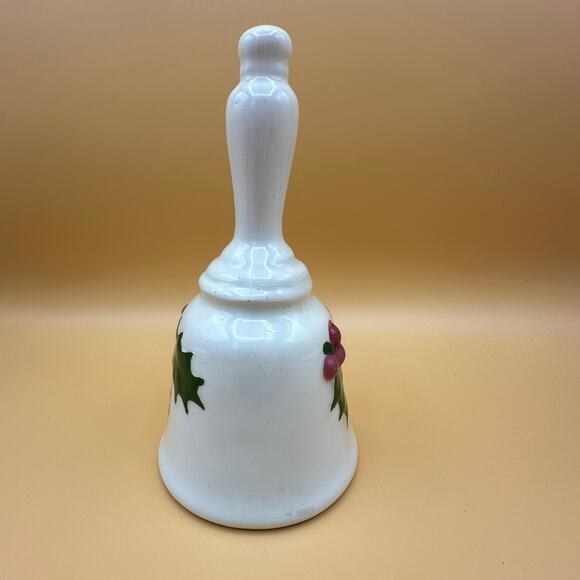 Vintage Christmas Bell Ceramic Mistletoe Holly Leaf Appx 6" tall - Picture 3 of 6